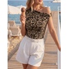image:imageZESICA Womens Summer Off Shoulder Tops Going Out Y2k Asymmetrical ShirtsLeopard
