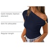 image:imageZESICA Womens Summer Off Shoulder Tops Going Out Y2k Asymmetrical ShirtsNavy
