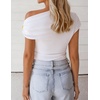 image:imageZESICA Womens Summer Off Shoulder Tops Going Out Y2k Asymmetrical ShirtsWhite