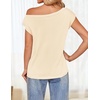 image:imageZESICA Womens Summer Off the Shoulder Short Sleeve Knit TopsApricot