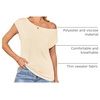 image:imageZESICA Womens Summer Off the Shoulder Short Sleeve Knit TopsApricot