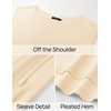 image:imageZESICA Womens Summer Off the Shoulder Short Sleeve Knit TopsApricot