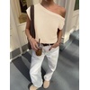 image:imageZESICA Womens Summer Off the Shoulder Short Sleeve Knit TopsApricot