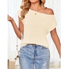 image:imageZESICA Womens Summer Off the Shoulder Short Sleeve Knit TopsApricot