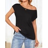 image:imageZESICA Womens Summer Off the Shoulder Short Sleeve Knit TopsBlack