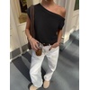 image:imageZESICA Womens Summer Off the Shoulder Short Sleeve Knit TopsBlack