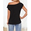 image:imageZESICA Womens Summer Off the Shoulder Short Sleeve Knit TopsBlack
