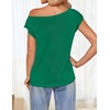 image:imageZESICA Womens Summer Off the Shoulder Short Sleeve Knit TopsGreen