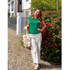 image:imageZESICA Womens Summer Off the Shoulder Short Sleeve Knit TopsGreen