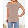 image:imageZESICA Womens Summer Off the Shoulder Short Sleeve Knit TopsNatural