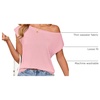 image:imageZESICA Womens Summer Off the Shoulder Short Sleeve Knit TopsPink