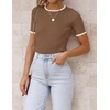 image:imageZESICA Womens Summer Short Sleeve Business Casual TopsBrown