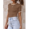 image:imageZESICA Womens Summer Short Sleeve Business Casual TopsBrown