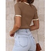 image:imageZESICA Womens Summer Short Sleeve Business Casual TopsBrown