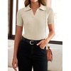 image:imageZESICA Womens Summer Short Sleeve T Shirts Work Office TopsAlmond