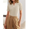 image:imageZESICA Womens Summer Short Sleeve T Shirts Work Office TopsAlmond