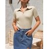 image:imageZESICA Womens Summer Short Sleeve T Shirts Work Office TopsAlmond