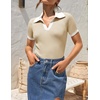 image:imageZESICA Womens Summer Short Sleeve T Shirts Work Office TopsApricot