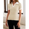 image:imageZESICA Womens Summer Short Sleeve T Shirts Work Office TopsApricot