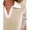 image:imageZESICA Womens Summer Short Sleeve T Shirts Work Office TopsApricot