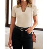 image:imageZESICA Womens Summer Short Sleeve T Shirts Work Office TopsBeige