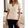 image:imageZESICA Womens Summer Short Sleeve T Shirts Work Office TopsBeige
