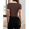 image:imageZESICA Womens Summer Short Sleeve T Shirts Work Office TopsCoffee