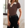 image:imageZESICA Womens Summer Short Sleeve T Shirts Work Office TopsCoffee