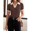 image:imageZESICA Womens Summer Short Sleeve T Shirts Work Office TopsCoffee