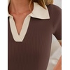 image:imageZESICA Womens Summer Short Sleeve T Shirts Work Office TopsCoffee