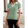 image:imageZESICA Womens Summer Short Sleeve T Shirts Work Office TopsLight Green