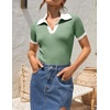 image:imageZESICA Womens Summer Short Sleeve T Shirts Work Office TopsLight Green