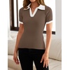 image:imageZESICA Womens Summer Short Sleeve T Shirts Work Office TopsMocha