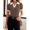 image:imageZESICA Womens Summer Short Sleeve T Shirts Work Office TopsMocha