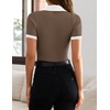 image:imageZESICA Womens Summer Short Sleeve T Shirts Work Office TopsMocha