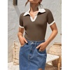 image:imageZESICA Womens Summer Short Sleeve T Shirts Work Office TopsMocha