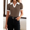 image:imageZESICA Womens Summer Short Sleeve T Shirts Work Office TopsMocha