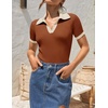 image:imageZESICA Womens Summer Short Sleeve T Shirts Work Office TopsRust