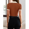 image:imageZESICA Womens Summer Short Sleeve T Shirts Work Office TopsRust