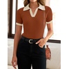 image:imageZESICA Womens Summer Short Sleeve T Shirts Work Office TopsRust