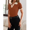 image:imageZESICA Womens Summer Short Sleeve T Shirts Work Office TopsRust