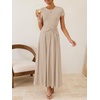 image:imageZESICA Womens Summer Short Sleeve Twist Front Maxi DressesApricot