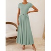 image:imageZESICA Womens Summer Short Sleeve Twist Front Maxi DressesBeangreen