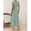 image:imageZESICA Womens Summer Short Sleeve Twist Front Maxi DressesBeangreen