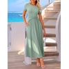 image:imageZESICA Womens Summer Short Sleeve Twist Front Maxi DressesBeangreen