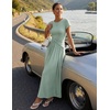 image:imageZESICA Womens Summer Short Sleeve Twist Front Maxi DressesBeangreen