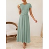 image:imageZESICA Womens Summer Short Sleeve Twist Front Maxi DressesBeangreen