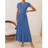 image:imageZESICA Womens Summer Short Sleeve Twist Front Maxi DressesBlue