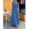 image:imageZESICA Womens Summer Short Sleeve Twist Front Maxi DressesBlue