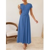 image:imageZESICA Womens Summer Short Sleeve Twist Front Maxi DressesBlue